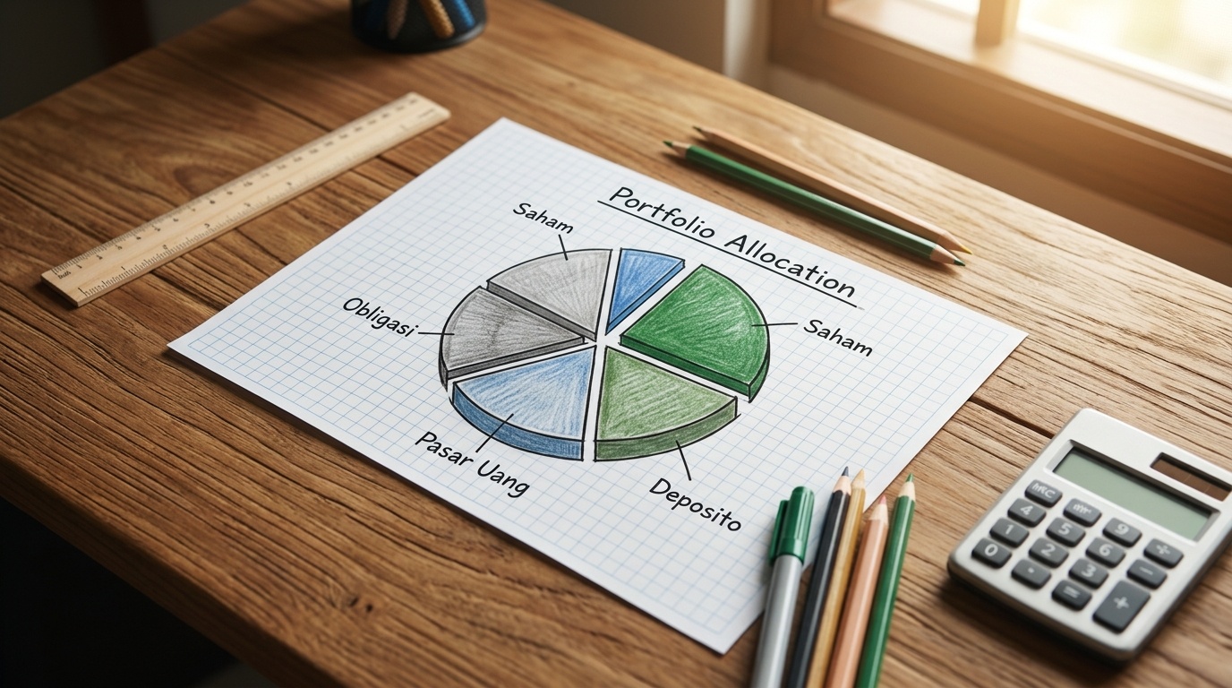Ilustrasi alokasi aset dan pembagian portofolio investasi