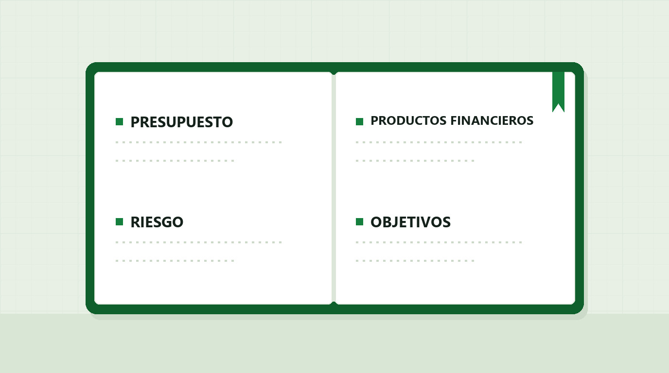 Cuaderno de trabajo con áreas de la educación financiera