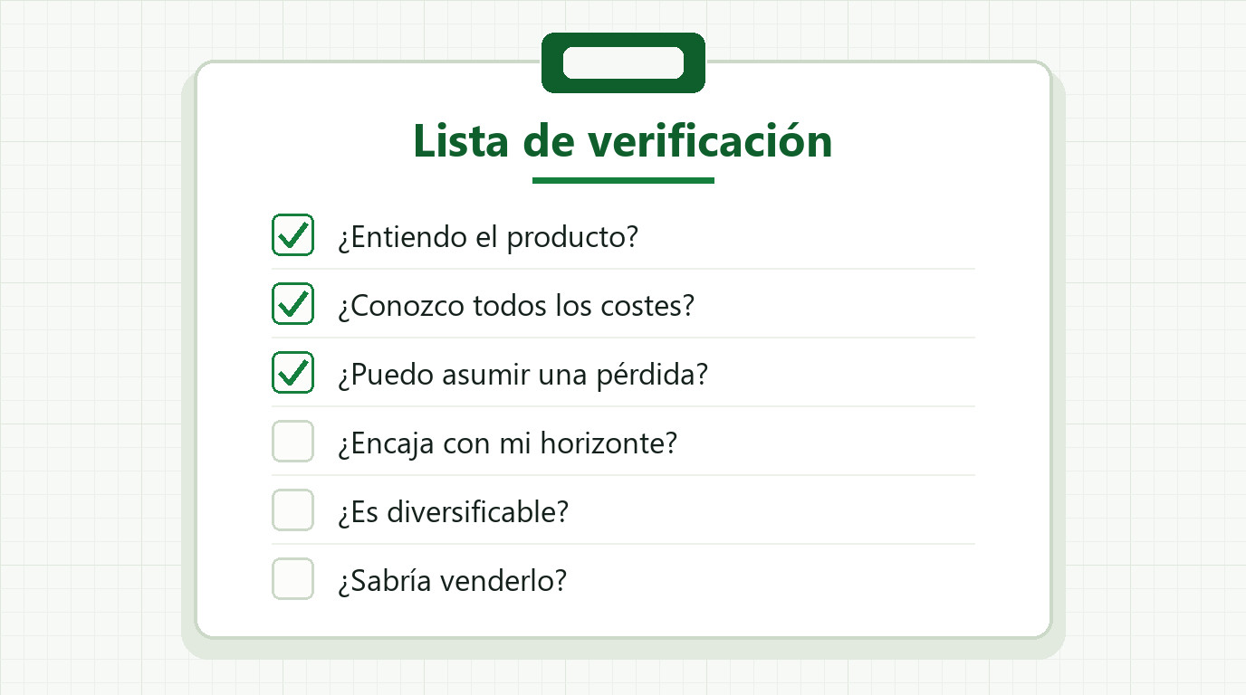 Lista de verificación antes de decidir una inversión